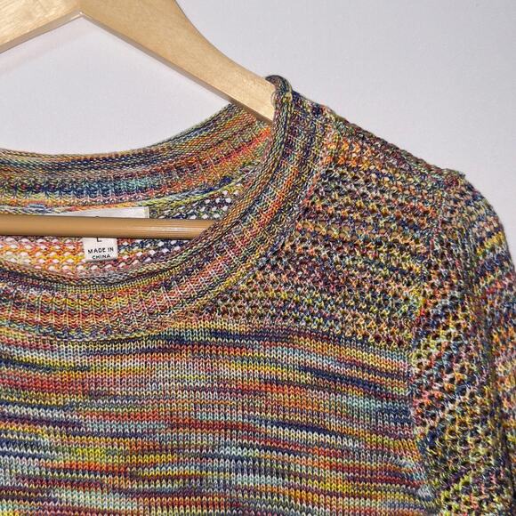 John Paul Richard colorful long sleeve knit sweater women’s size large - Picture 3 of 5